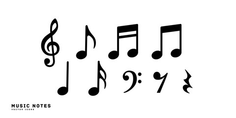 Fototapeta premium Music notes icon vector illustration set