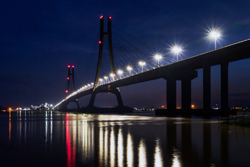 Vam Cong Bridge is a modern and beautiful cable-stayed bridge; crossing Hau river, connecting Can Tho city and Dong Thap province of Vietnam.