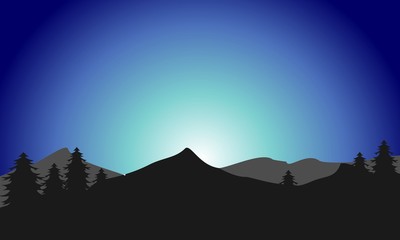 Black mountain in the night illustration vector design