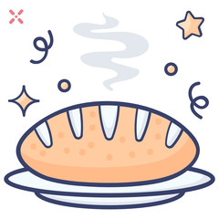 
Baguette bread icon design, french loaf vector 
