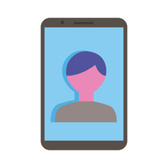 smartphone device with man user flat style icon