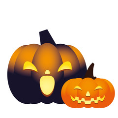 Halloween orange pumpkins cartoons vector design