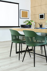 Table prepared for business meeting in office