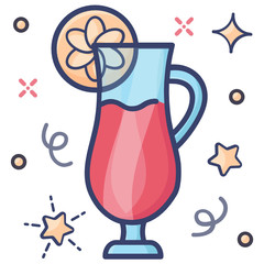 
Design of mulled wine in  editable style, champagne
