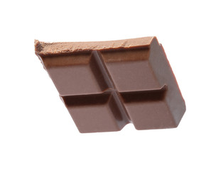 Piece of delicious milk chocolate isolated on white