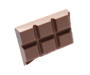 Piece of delicious milk chocolate isolated on white