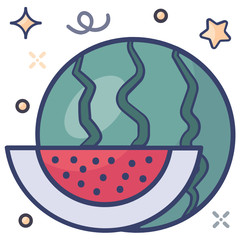 
Watermelon with half cutted piece, tropical fruit,
