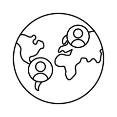Obraz premium world planet earth with continents and persons line style icon