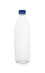 Empty bottle isolated on white. Plastic recycling