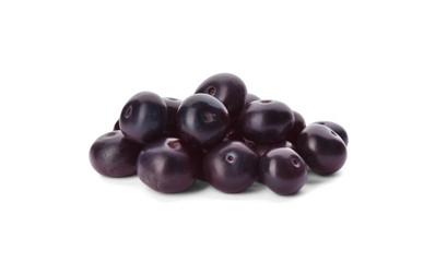 Pile of fresh acai berries isolated on white
