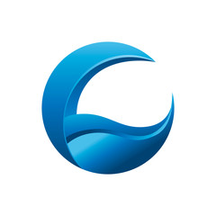 Obraz premium initial C moon wave logo creative concept