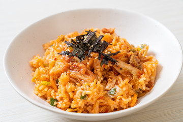 kimchi fried rice with seaweed and white sesame