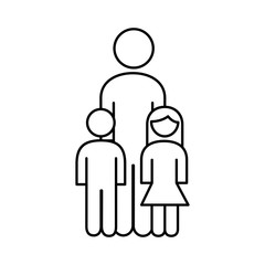 family father with son and daughter line style icon