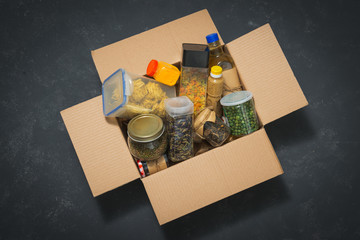 Obraz na płótnie Canvas Donation box with food.