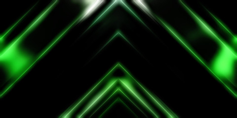 Fototapeta premium Abstract shining geometric lights background. Fractal symmetric graphic illustration. Intersecting glowing and shimmering bars.