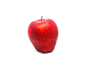 Water droplets on a Red apple, isolated on white background.