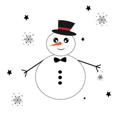 cute christmas snowman vector illustration