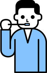 歯をみがいている男性