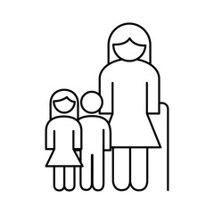 family grandmother figure with grandson and granddaughter line style icon