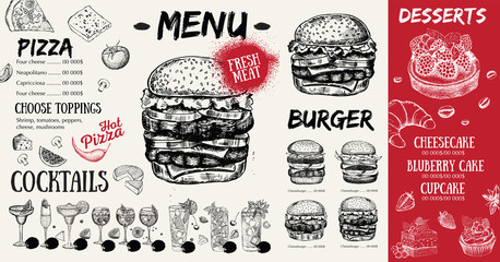 Restaurant cafe menu, template design. 