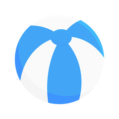 Round beach ball flat style design vector illustration icon sign isolated on white background. Retro styled inflatable toy for summer games or holidays.