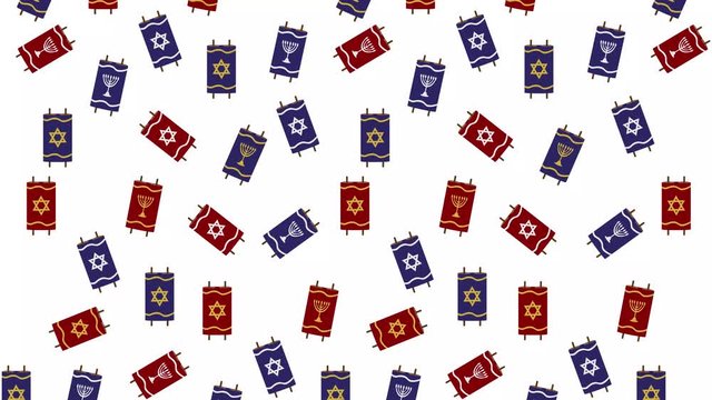 Red Blue Torah Scrolls animated background - starting with White background