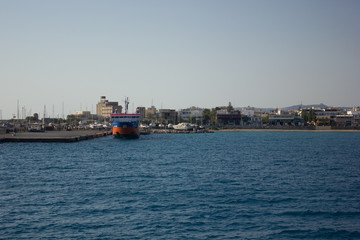 Greece. Rhodes island. Rest at the sea. Euro-trip. Sea water surface. Boats.