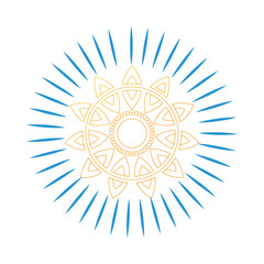 gold mandala with blue lines vector design