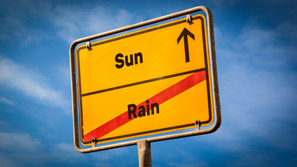 Street Sign Sun versus Rain