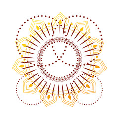 gold mandala in line style with pointed circles vector design
