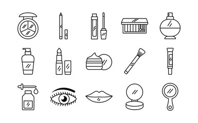 bundle of fifteen make up cosmetics set icons