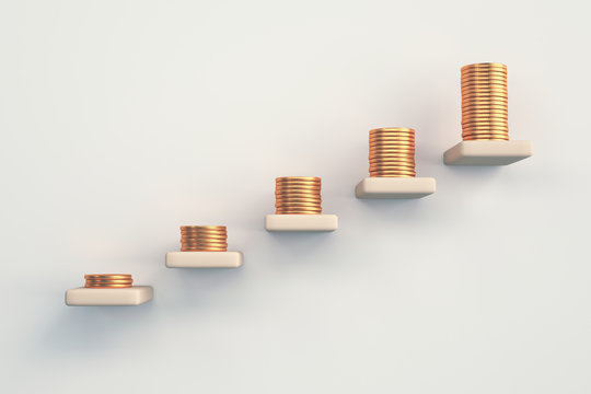 investment strategy money growing growth value of deposit - investment concept. 3d render