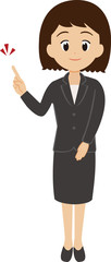 スーツを着た女性（指差し・全身）