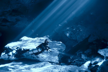 cave technical diving, sport, high risk of accidents, fear of caves