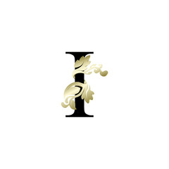 initial letter I luxury overlapping ornament gold color