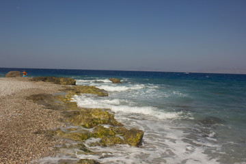Greek beaches. Rhodes island. Summer vacation. Euro-trip.