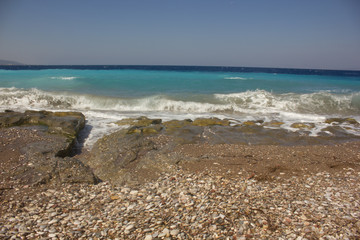 Greek beaches. Rhodes island. Summer vacation. Euro-trip.