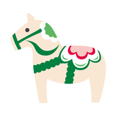 幸せを呼ぶ置物のダーラナホースのイラスト。