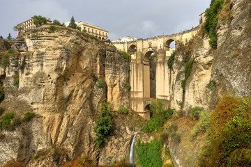 Fototapeta premium Puente Nuevo in Ronda, Spain spans the 120m deep chasm which divides the city.