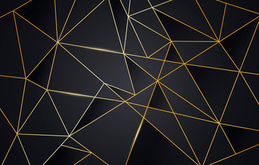 Vector Illustration Black And Gold Abstract Low Poly Background. Golden Mosaic Texture.