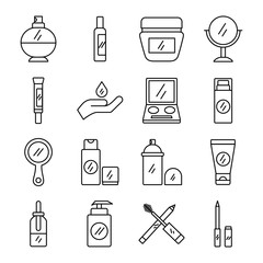 bundle of sixteen make up cosmetics set collection icons