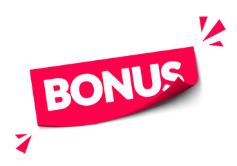 Vector Illustraton Modern Red Sticker Bonus With 3D Effect.