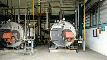 Gas boiler room for steam production of manufacturing factory