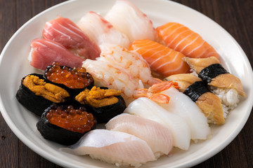 皿に盛った寿司