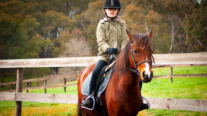 Fototapeta premium girl on horse