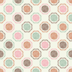 Mosaic with geometric shapes. Seamless pattern. Design with manual hatching. Textile. Ethnic boho ornament. Vector illustration for web design or print.