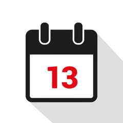 simple calendar icon 13 on white background vector illustration EPS10