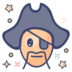 
Flat design of a pirate icon, editable vector 
