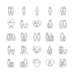 bundle of twenty five family parents set collection icons