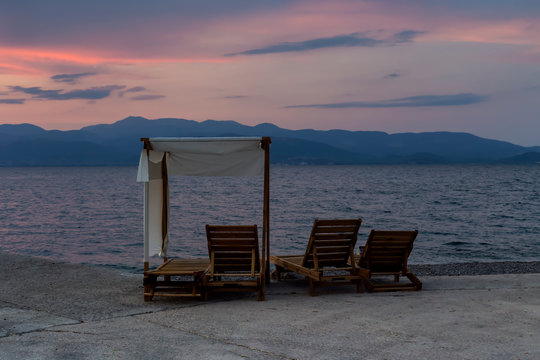 Summer landscape at sunset by the sea (Phthiotis, Greece)